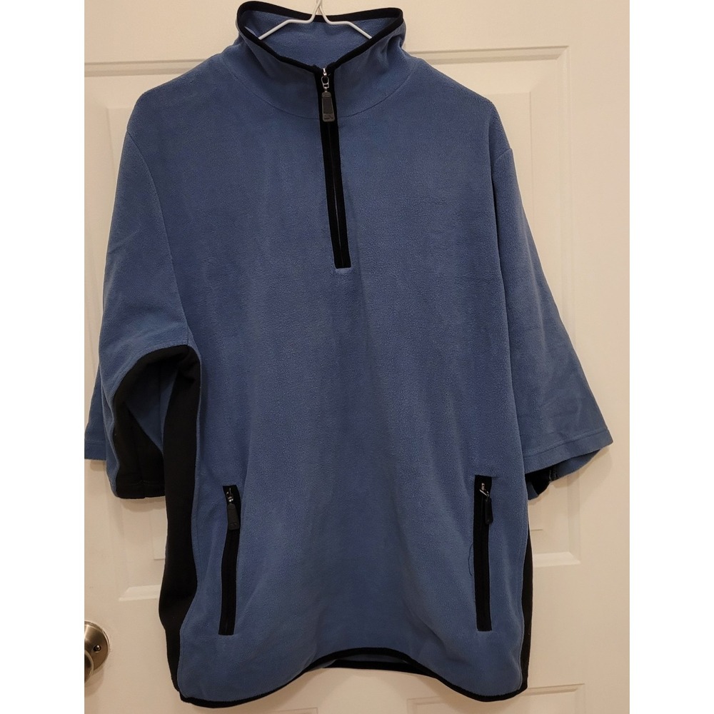Sunice Large Light Blue Lined Pullover Sweater Zips At Top Polyester. Pockets